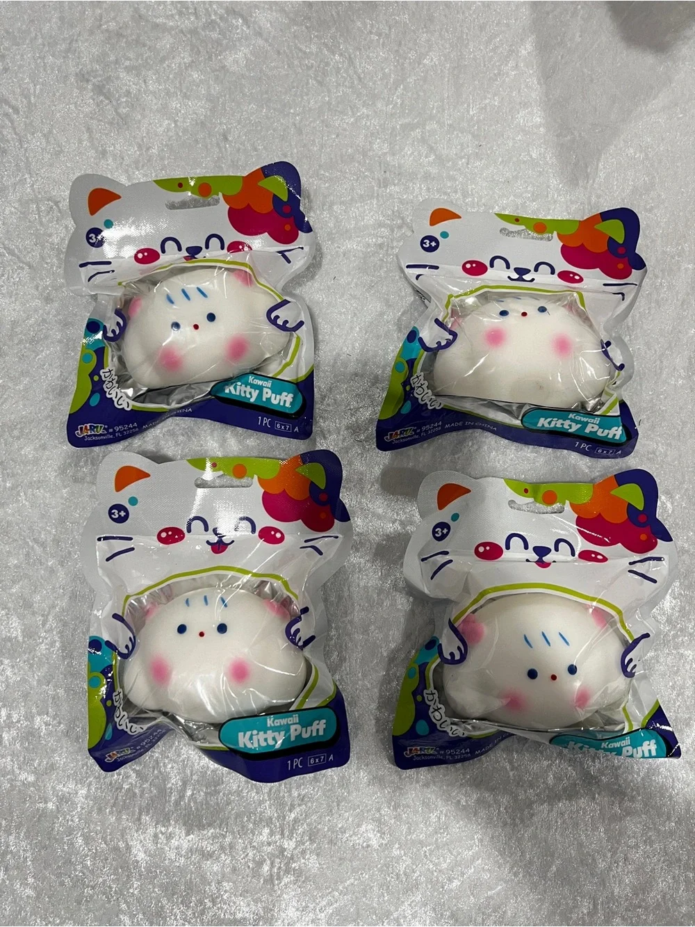 Lot of 4 Kawaii Squishy Soft Puffy Kitty Party Favor Kids Toy Age 3+